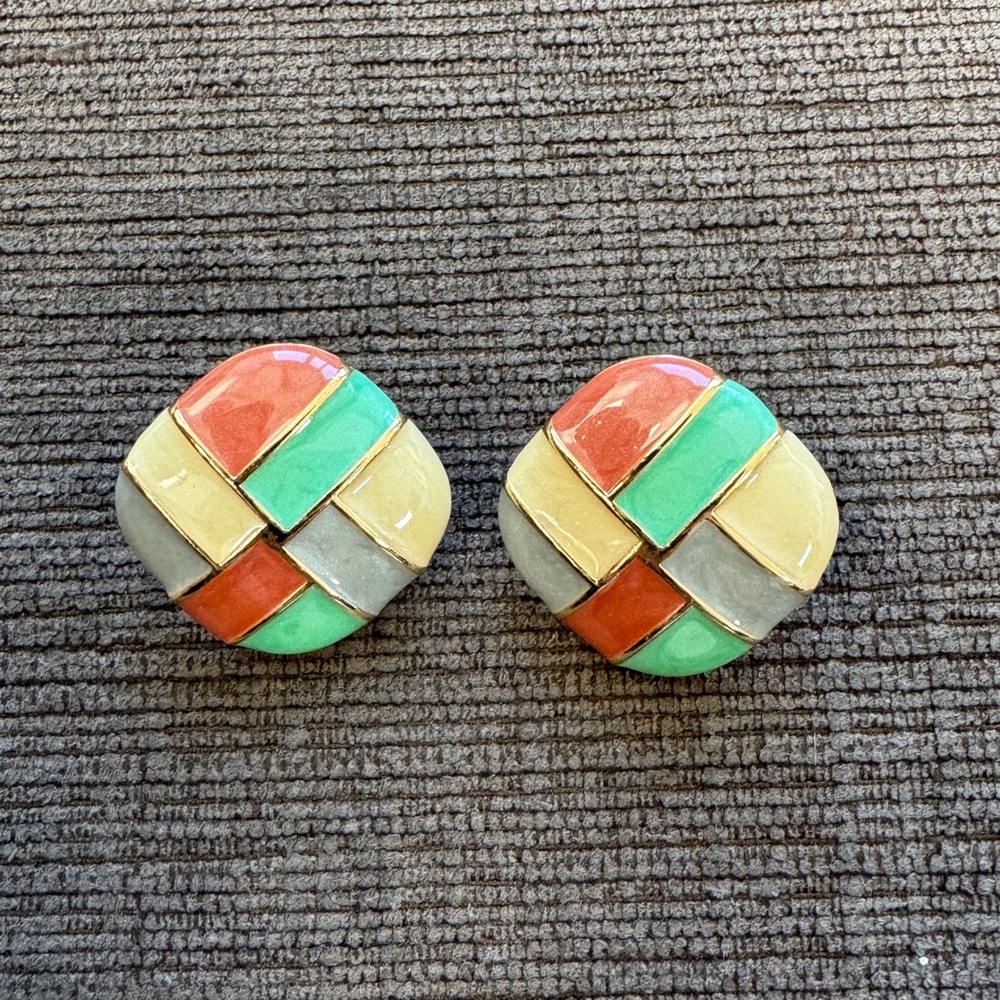 Orange and Turquoise Vintage style Earrings